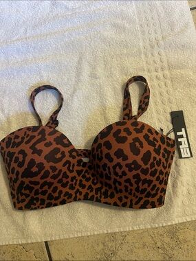 TAE Leopard Print Strapless Convertible Bra - Brown/Black